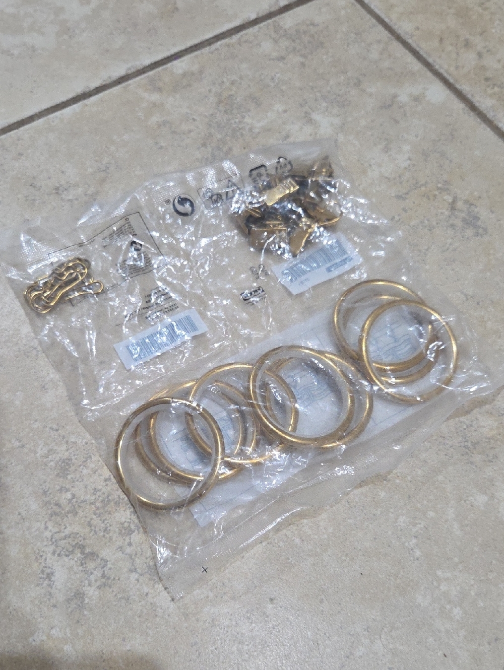 IKEA Gold Metal Curtain Rings & Hooks Set of 10